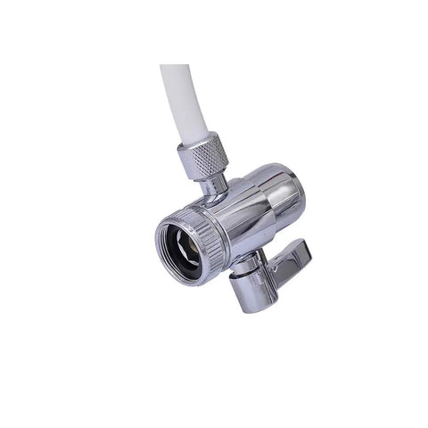 Heavy Duty Brass Sink Faucet Diverter Valve With Rigged Tough Chrome Handle, quarter inch tubing adapter for easy water diversion.