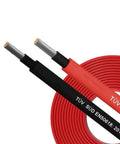 Heavy Duty 100 Ft Solar Extension Cable Set With Black And Red 10 AWG Wire And Six Pairs Solar Connectors For RV And Photovoltaic Systems Perfect For Off Grid DIY Projects Built To Last shown with TÜV certified insulation