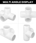 4 Way PVC Fittings 1 Inch 12 Pack Heavy Duty Furniture Grade Pipe Connectors in multi-angle display view