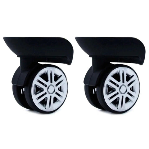 6 Pair Suitcase Wheels Double Row Caster Trolley Roller Bearing Repair Kit For Smooth Rolls Durable Build Helps Luggage Glide Through Airports Without Jamming Up So You Chill And Avoid Broken Bags Or Buying New One For Trip. black double row suitcase caster wheels with silver spokes