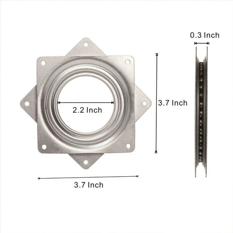 Top Rated Galvanized Steel Square Lazy Susan Turntable Plates With Hella Sturdy Ball Bearing Swivel That Glides Like Butter For Kitchen Cabinets And Desk Organizers Supports Up To Three Hundred Pounds dimensions 3.7x3.7 inches