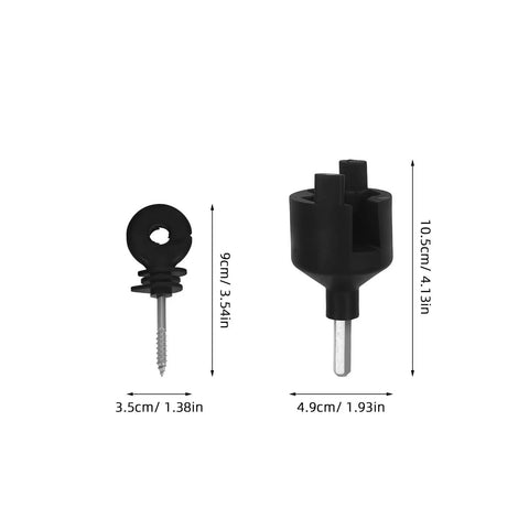 51-Count Wood Post Screw-In Electric Fence Insulators With Socket Installation Tool Farm Ready Durable Black PP And Carbon Steel Sun Resistant And Secure Wire Holding For Livestock, 10.5cm insulator