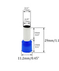 20 Pcs AWG4 25mm2 Copper Wire Ferrules Crimp Connectors VE25-16 Insulated Cord End Terminals Kit For Car Audio Electronics And Communication Equipment Blue, dimensions labeled