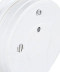 Close-up of Rock Solid Hardwired Smoke Detector With Whole Home Interconnect Readiness, showing installation details and backup power features.