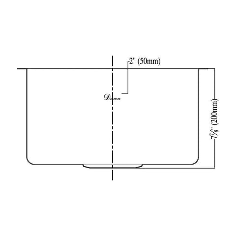 Side diagram of Undermount Single Bowl Bar Sink In Polished Satin Finish, 18 By 10 Chrome Nickel Stainless Steel, 18 Gauge 304 Grade