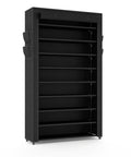 Tall Narrow 10 Tier Shoe Rack With Cover, Vertical Shoe Organizer For Closet Or Entryway, Holds 50-55 Pairs, Dustproof, Black