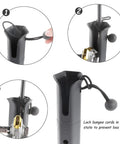 Close-up of Three Tube Adjustable Fishing Rod Holder for Boats and Kayaks with bungee cords and pole inserter