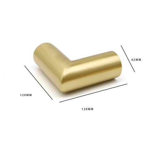 Slick Curved Tube Armrest Hardware For Sofa Chair Bed Headboard In Nordic Modern Style Made From Solid Brass, 120mm x 42mm.