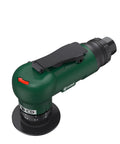 EYPINS mini pneumatic chamfering tool side view; green metal body with black lever, 90-degree head, and 1/4 inch inlet
