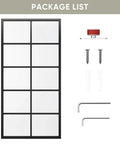 DIY Glass Sliding Kitchen Barn Door 42 Inch Wide 84 Inch High With Aluminum Frame And 5 Lite Tempered Glass Panels In Modern French Style