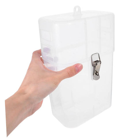Tough As Nails Weatherproof Socket Box For E Bike Charger Shield durable rain resistant cover, clear plastic housing held in hand.