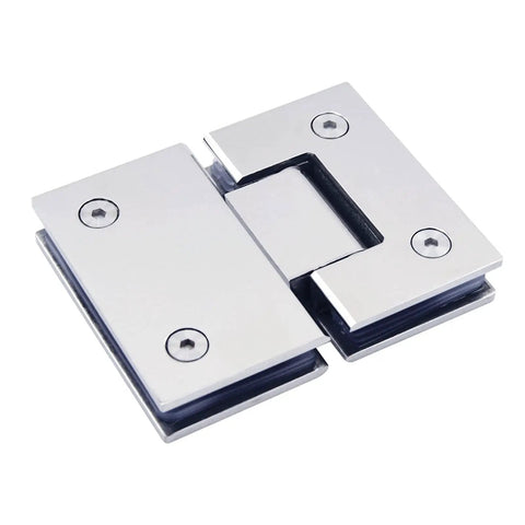 Top Shelf 304 Stainless Steel Frameless Glass Shower Hinges 2 Pack close-up showing heavy duty swivel hinge design.