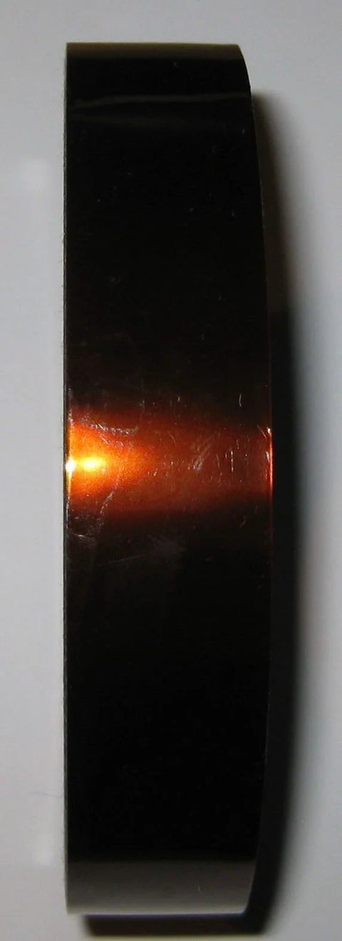 Side view of high temperature polyimide film tape for electronics, heat resistant, three quarters inch wide, one mil thick