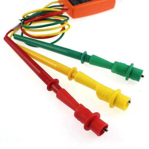 Three Phase Rotation Tester With LED Indicator And Buzzer Handy Pro Grade Tool Accepts 60V To 600V AC 20 Hz To 400 Hz compact probe leads