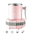 2 In 1 Smart Cup Electric Beverage Warmer And Cooler Chill Or Heat Your Daily Drinks Straight Up Temperature Control Desk Heater Mug in pink.