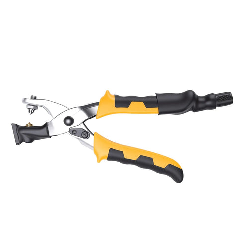RitoEasysports Electric Badminton Racket Trumpet Plier 2A Cold Hot Press crimping machine with yellow and black grip.