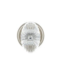 Classic Rosette With Oval Fluted Crystal Glass Knob, Double Dummy Door Hardware In Satin Nickel Finish, top view