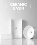 Killer Finish White Ceramic Vessel Sink For Modern Bathrooms Boosts The Vibe On Any Freestanding Vanity Arrives With Full Faucet And Drain Assembly Smooth Glazed Surface Resists Bacteria And Cleans Up Easy Daily - rectangular and circular basins displayed on a white background.