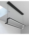 Modern LED Pendant Light Rock Solid Aluminum Body With Effortless Remote Dimming And Soft Warm White Glow Sleek Suspension Fixture for Kitchen Dining Room Vibe Or Home Office Space, viewed from below, showcasing minimalistic design.