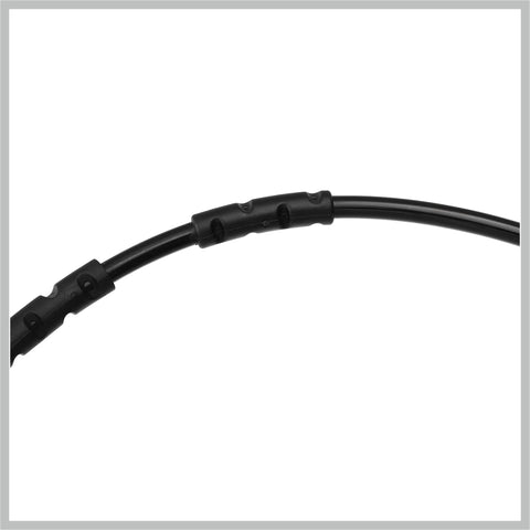 Black brake pad wear sensor cable with multiple plastic clips