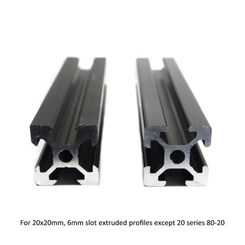 Eight Pieces 20x20 Aluminum T Slot Corner Brackets With Set Screws For 2020 Series Extrusions, 3 Way Tri Connectors To Build Strong, Adjustable Frames For DIY Projects In Black. Black 20x20 aluminum extrusion profiles with 6mm slot ends