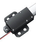 Solid Small Linear Actuator 6V 12V 24V, Lightning Fast 150 Mm Per Sec, 24V 100 Mm Stroke, 15 Kg Load, Compact Electric Motor, Quiet Operation, Durable Gear Drive, Short Circuit Protected, Built To Last, Great For DIY Projects And Home Appliances, black metal housing with mounting holes and wiring