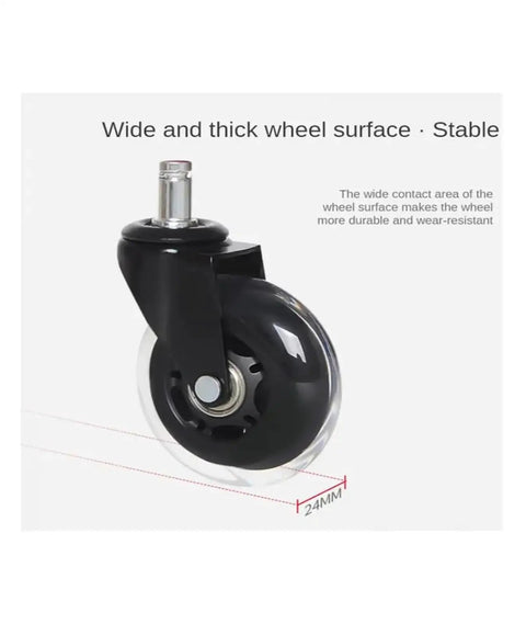 Wide surface of Five Pack Transparent Caster Wheels With Brakes For Office Chairs 2 2.5 Or 3 Inch Sizes 10mm Or 11mm Stem PU Wheel Office