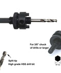 JIECHENG 6-inch bi-metal hole saw kit with 3/8-inch hex shank arbor and HSS drill bit