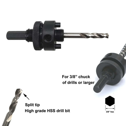 JIECHENG 6-inch bi-metal hole saw kit with 3/8-inch hex shank arbor and HSS drill bit