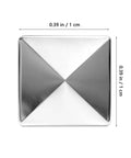 Front view of silver square pyramid flat-back stud, 0.39 in (1 cm) square, metal rivet for leathercraft.