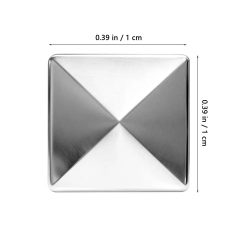 Front view of silver square pyramid flat-back stud, 0.39 in (1 cm) square, metal rivet for leathercraft.