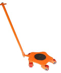 Heavy Duty Industrial Machinery Skate Dolly with orange handle and PU anti-skid rollers for heavy object transfers