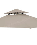 Replacement Canopy Top For 8x5 Double Tier Gazebo Grill Outdoor Shelter Beige Polyester UV Protected Water Repellent Top Only Vented Roof Cover Fits 8x5 Models front view
