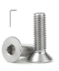 M5 X 10mm Flat Head Hex Socket Cap Screws 25 Pack Includes Allen Wrench 304 Stainless Steel bolts and wrench.