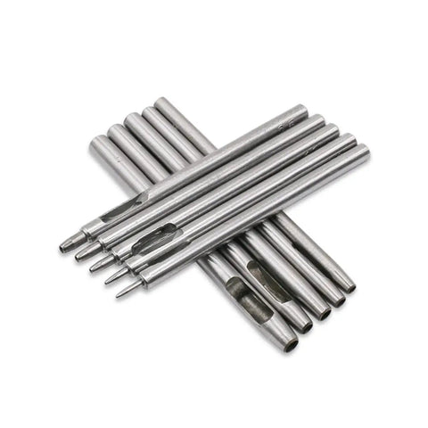 Metal hole punchers from 10 Piece Leather Punch Tool Set With Round Belt Puncher And Grommet Tool For Leather, Vinyl, Falconry, And Crafts