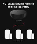 Zigbee Door And Window Sensor 3 Pack with Aqara Hub M2, shows wireless connection for smart home automation, hub required and sold separately