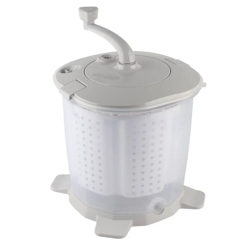 Hand Crank Washing Machine Delivers 1200 RPM Spin To Knock Moisture Fast Sturdy Stainless Tub, portable manual spinner with crank.