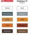 Color chart for Premium Solvent Free Wood Stain In Classic Rosewood for indoor and outdoor use, displaying various shades.
