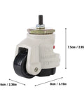 Single caster with threaded stem, from 4 Pack Heavy Duty Leveling Caster Wheels With Threaded Stem, Adjustable Height Casters, 8 x 6 x 7.5 cm.
