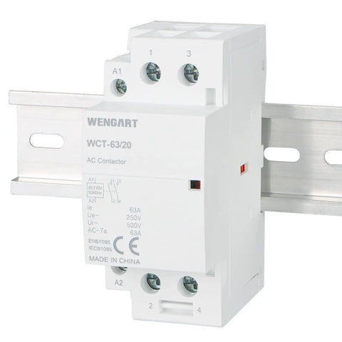 Built Like A Tank 63A AC Contactor With 2 Pole 2NO Layout And 120V Coil DIN Rail Mount magnetic switch for HVAC circuits.
