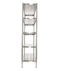 Built Tough Five Tier Stainless Steel Storage Rack Heavy Duty Adjustable Metal Shelving Unit Designed For Heavy Hauls And Home Organization With 330 Pound Capacity Per Shelf Garage Ready Silver Finish side view showing five tiers.