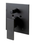 HomeStock Black Matte Shower Faucet System with Pressure Balance Valve and Single Lever Handle, wall-mounted design details.