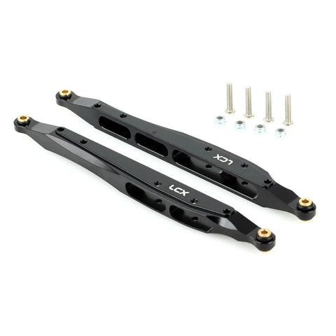 One Tenth RC Crawler Rear Trailing Arms CNC Machined Aluminum Beefed Up Upgrade For Axial RBX10 RYFT AXI03009 AXI03005, black 2-pack