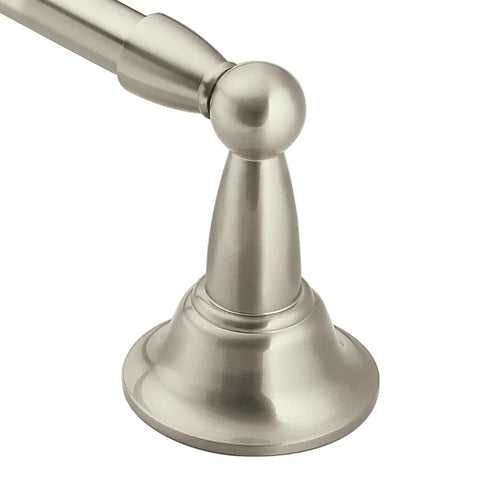 Close-up of mounting bracket for 24 Inch Wall Mount Towel Bar In Brushed Nickel Finish, Simple Single Bar Design For Bath Towels