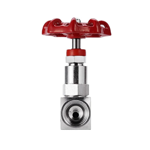 304 stainless steel high-pressure needle valve with red handwheel and female thread