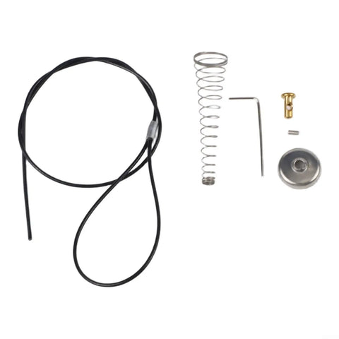 Black Spring-Loaded Gate Latch Cable Pull for Garden Wood Vinyl Fence parts including cable, spring, and fittings.