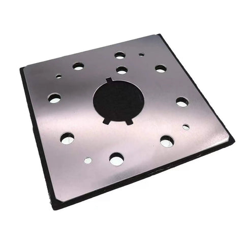 One Quarter Sheet Palm Grip Sander Pad Backing Plate with Eight Vacuum Holes Replacement for 151284-00 adhesive side view
