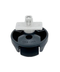 Omni-directional wheel caster with white mounting plate for Roborock vacuums; black wheel.