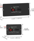 Dimensions and components of Digital RV Propane Gas Detector with 85dB Alarm and 12V DC power.