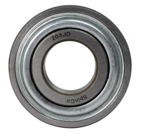 203JD Agricultural Spindle Bearing 2 Pack.669 Round Bore showing round construction with a metal outer casing for farm machinery use.